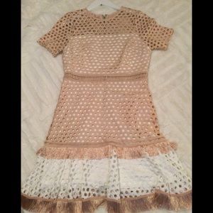 Ever After gorgeous dress size med nude with white lining tassel details NWOT